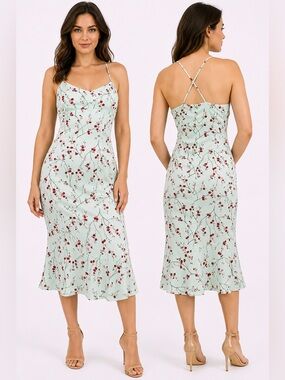 Express Vintage Y2k Women's Size 5/6 Cherry Blossom Dress Midi Sleeveless